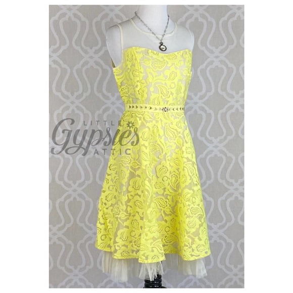 Ryu Lemon Flowers Jeweled Cocktail Dress - Picture 2 of 14